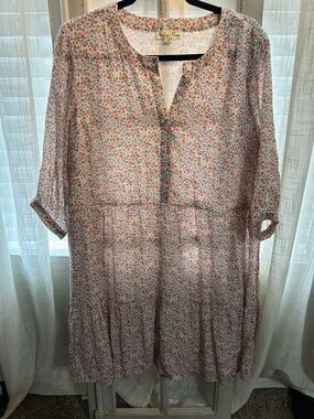 Indigo Rose Wit & Wisdom Floral Print Dress - Pink Multi 1x garden party tiered